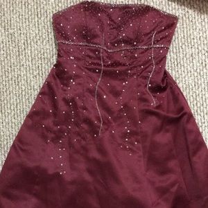 Strapless Burgundy Dress